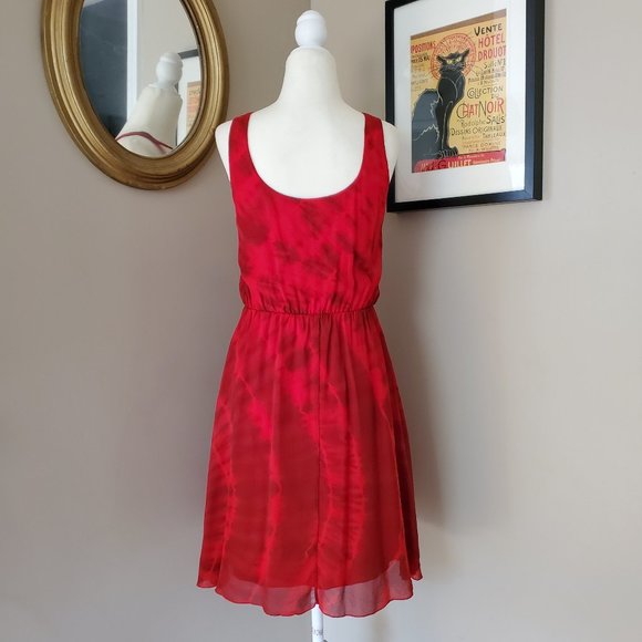 Alice + Olivia Red Dress Cabella Tie Dye Silk Dress Size XS EUC - Picture 6 of 16